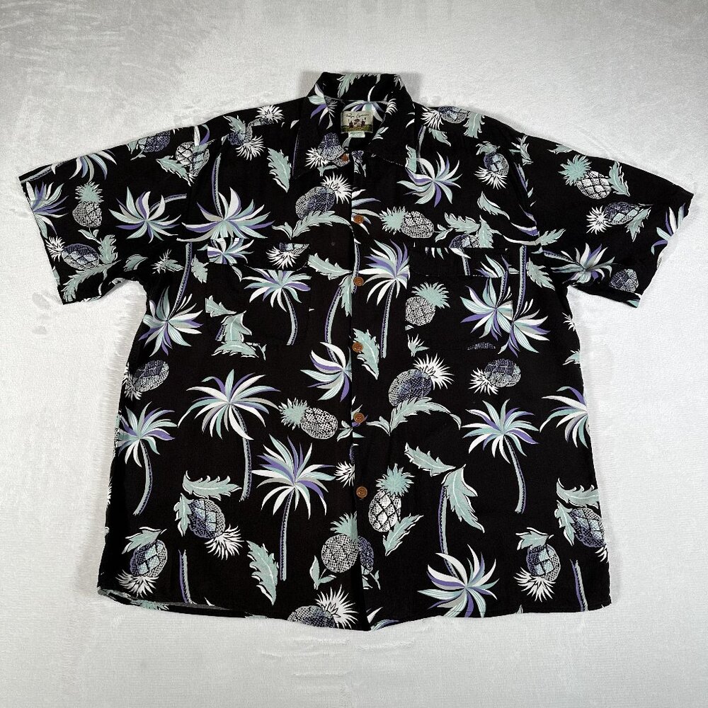 Reyn Spooner Shirt Men M Short Sleeve Single Pocket 100% Spun Rayon Made in USA